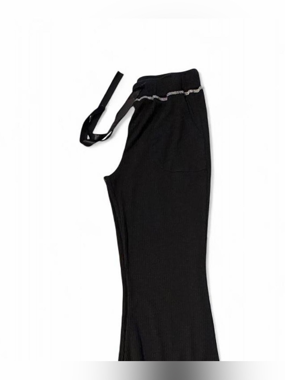 POL Black Ribbed Drawstring Pants - Picture 3 of 5